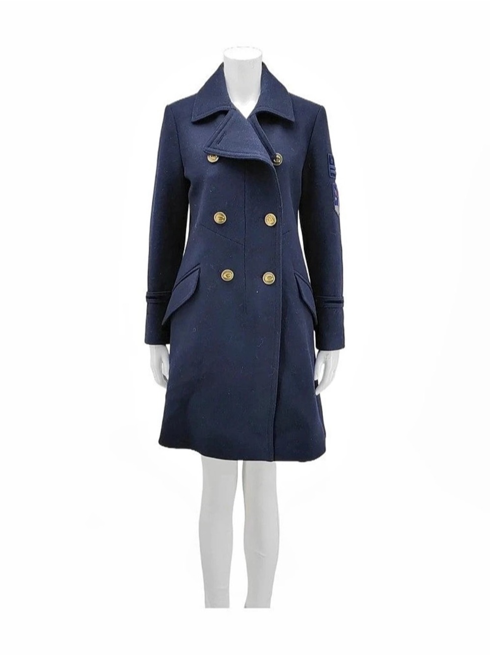 Coach Wool Blend Pea Coat in Blue Like New